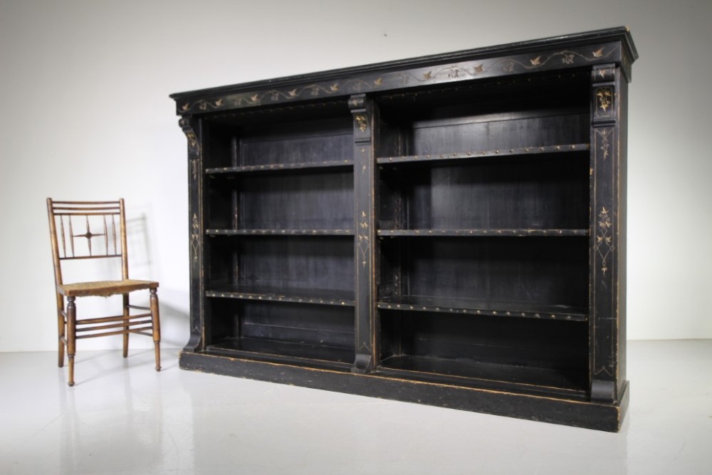 English 19th Century Antique Oversized Open Bookcase