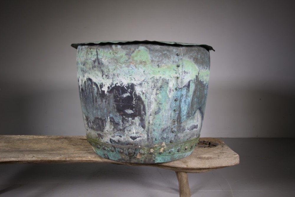 Large Riveted Antique Verdigris Copper Copper