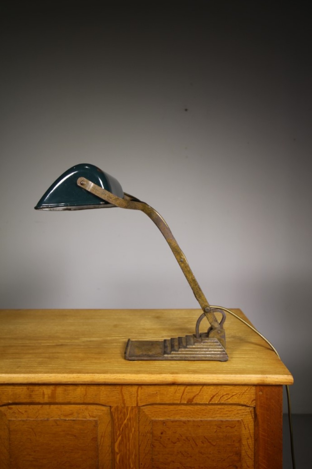
Horax 1920’s Bauhaus Bankers Table Lamp with Original Shade