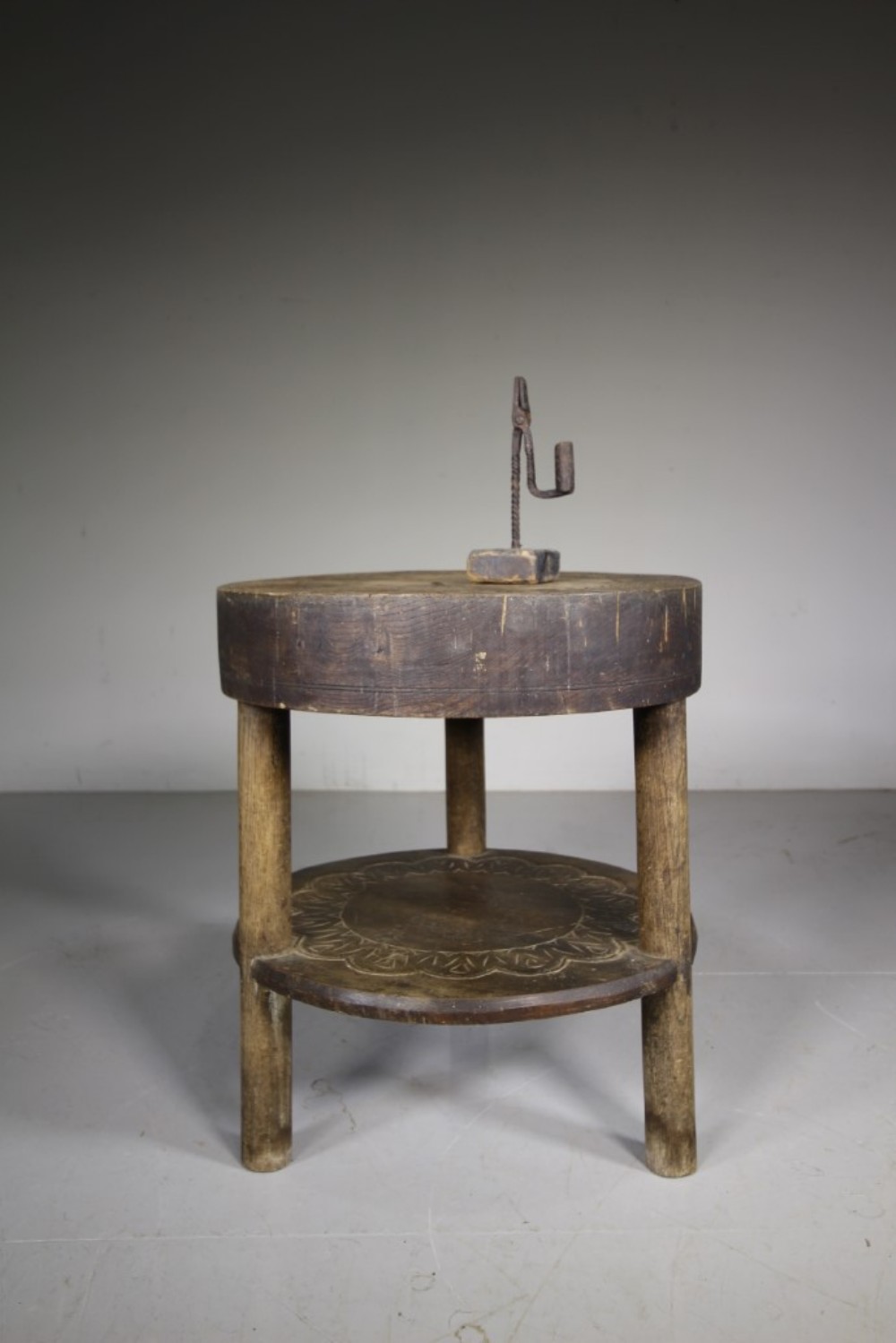 
Rare 19th Century Antique Dairy Cheese Mould Cricket Table