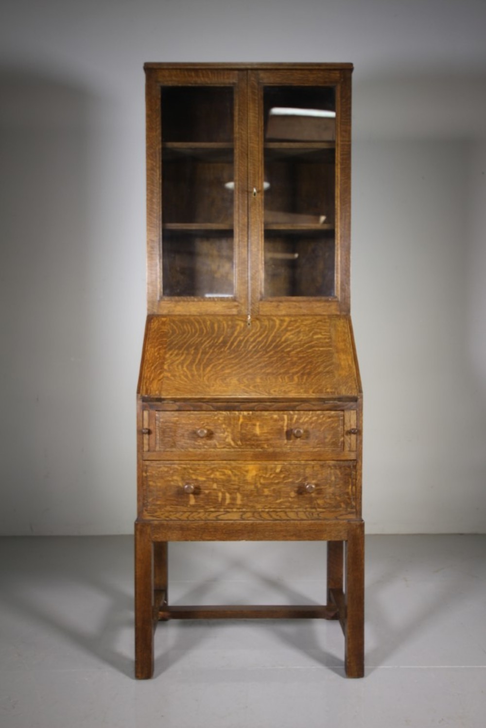 1930’s Heals of London Oak Bureau Bookcase
