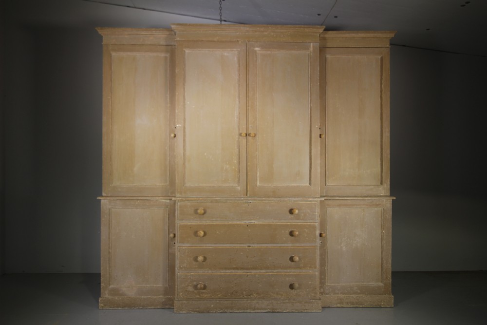 

Fabulous Regency Antique Original Painted Pine Linen Press Cupboard