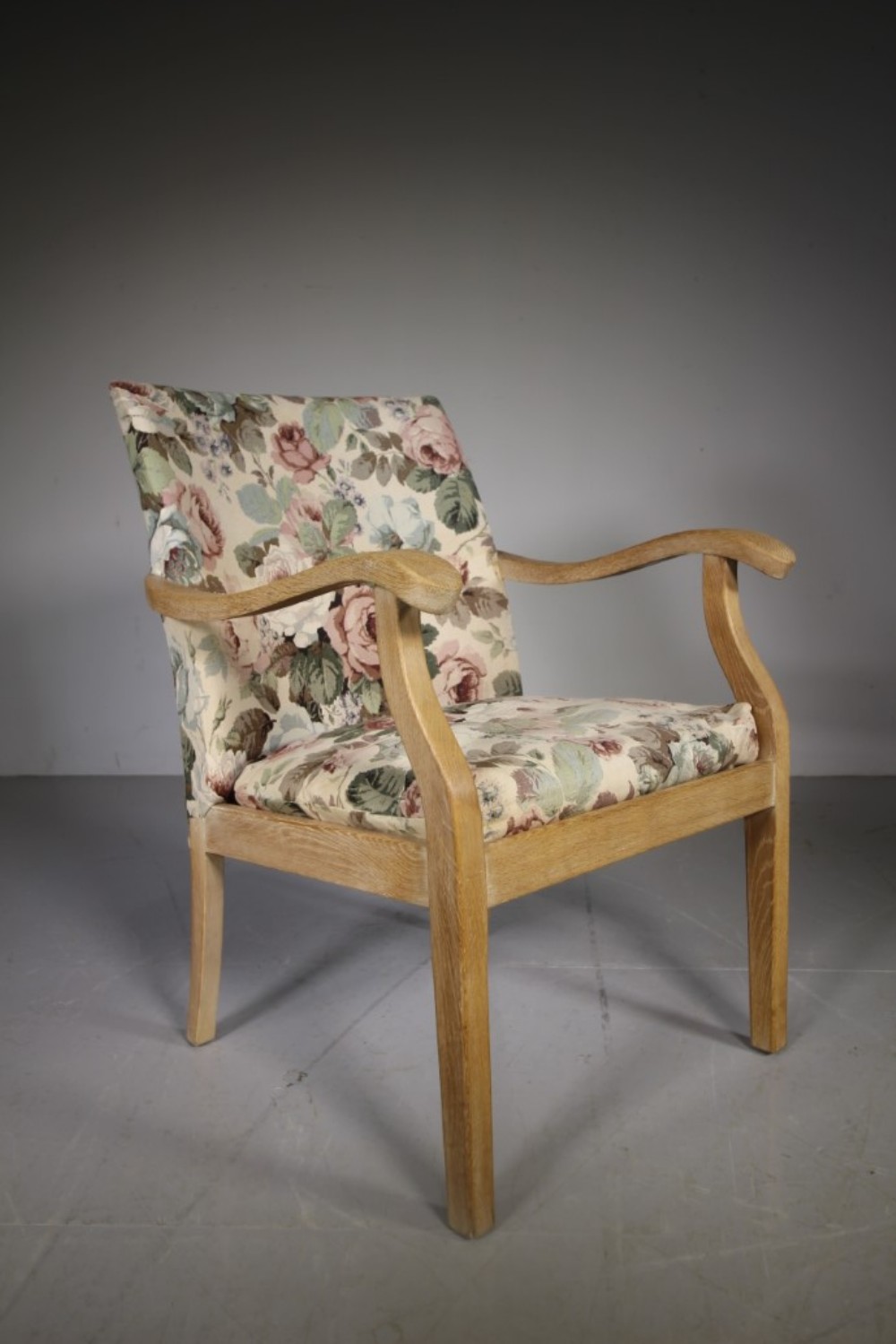 1930’s Heals of London Oak & Upholstered Armchair
