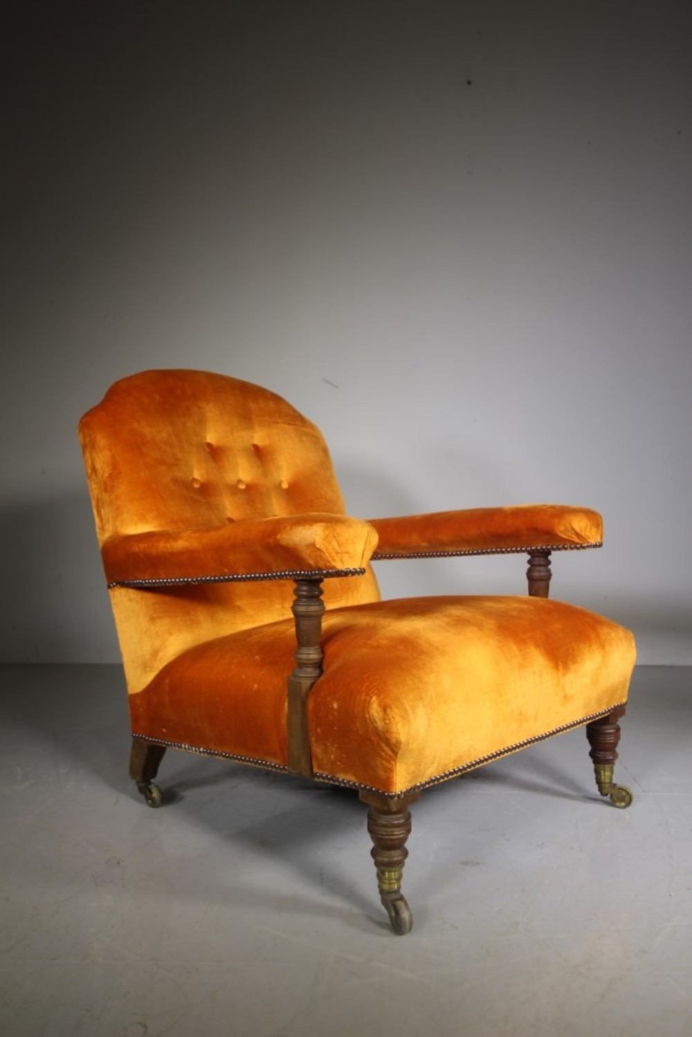 

Original Howard & Sons Antique Upholstered Armchair – Stamped