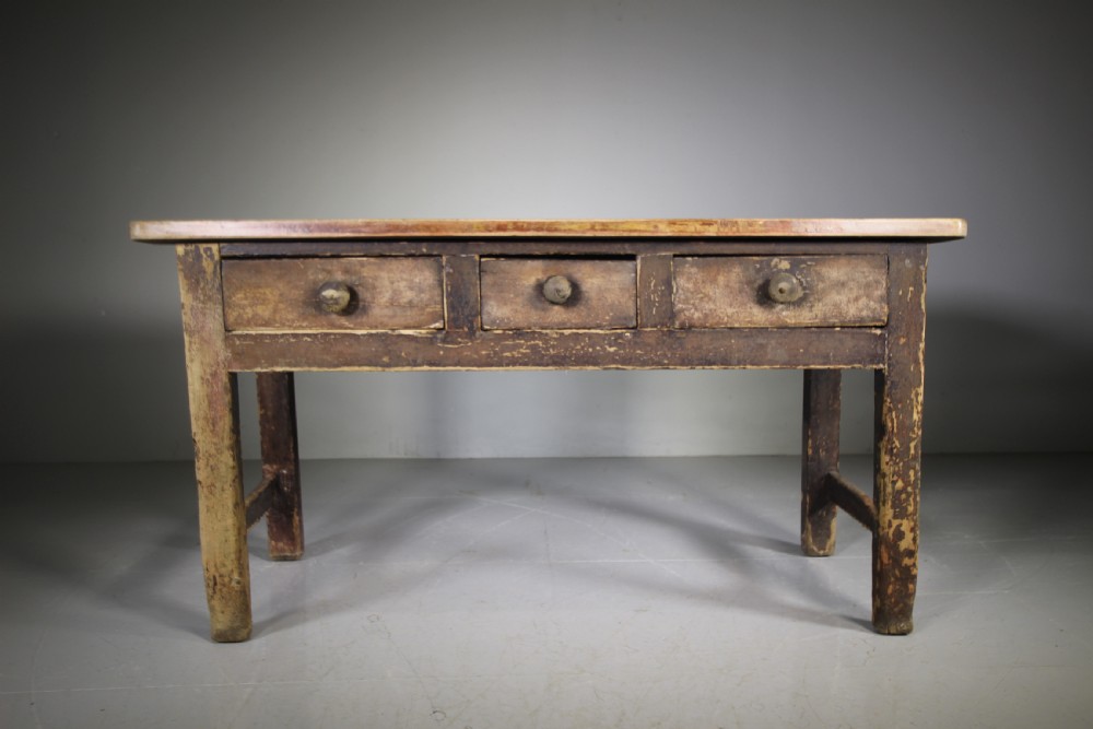 

Original 19th Century Painted Pine Welsh Antique Dairy Table