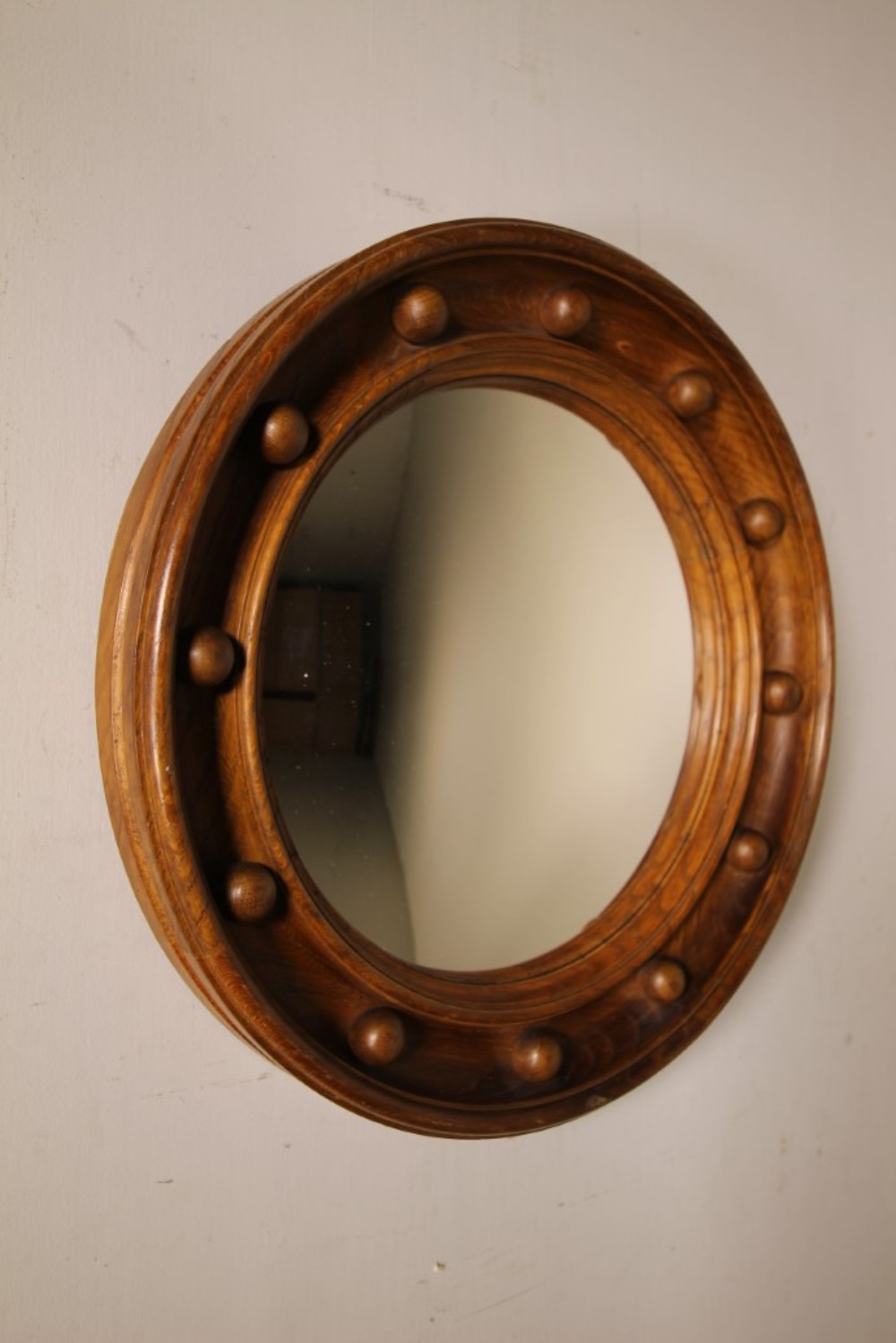 
1930’s Heals of London Oak Convex Mirror