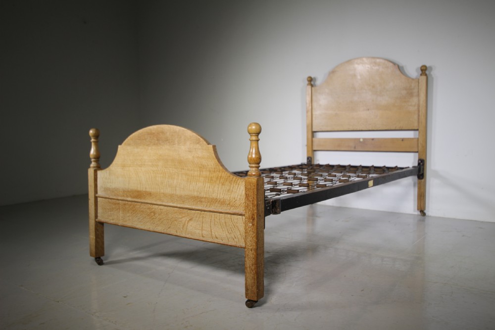 
Heals Antique Oak Single Bed & Base – Labelled
