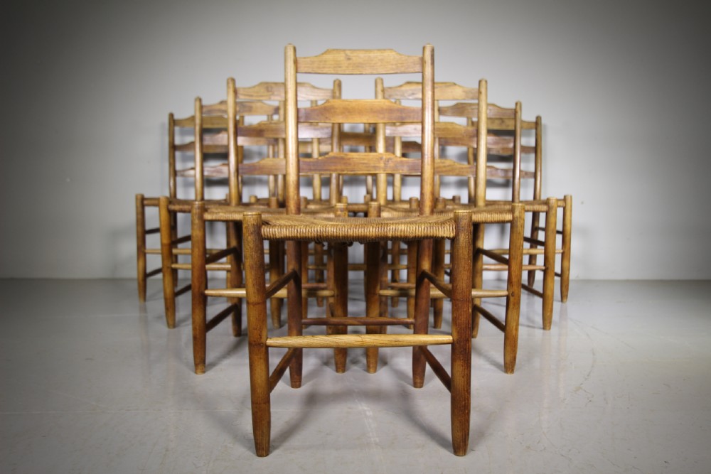 Set of Ten Edwardian Antique Dining Chairs by Gordon Russell