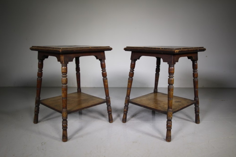 Pair of 19th Century Antique Side Tables – Original Tile Tops 