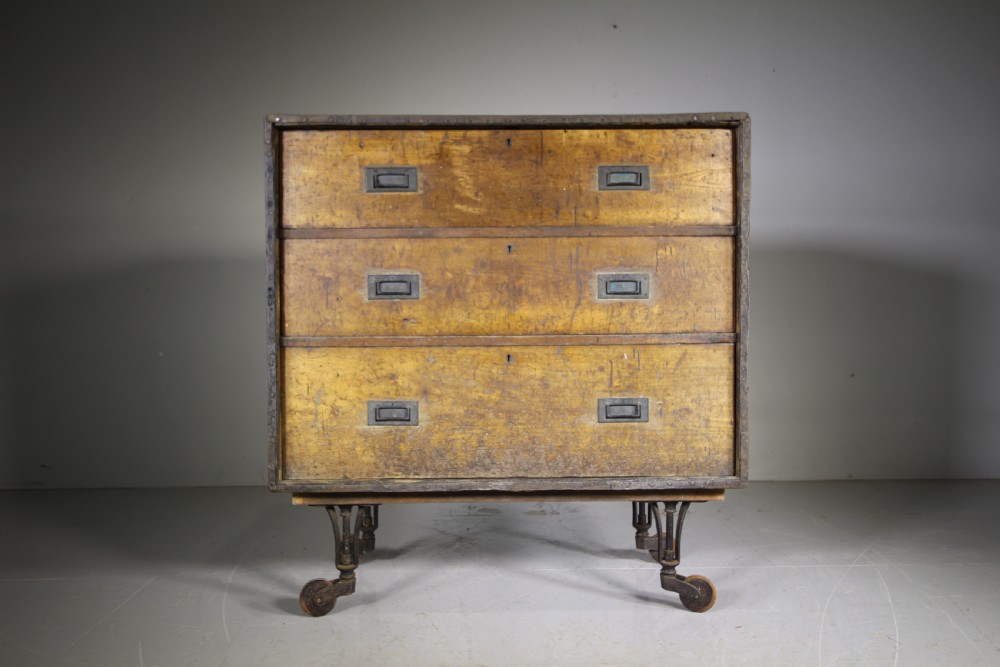 

English 19th Century Military Antique Chest of Drawers – Metal Bound