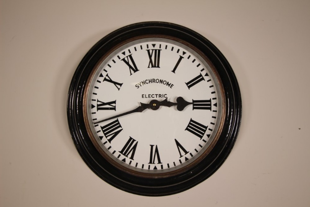 English Antique Synchronome Wall Clock – Working
