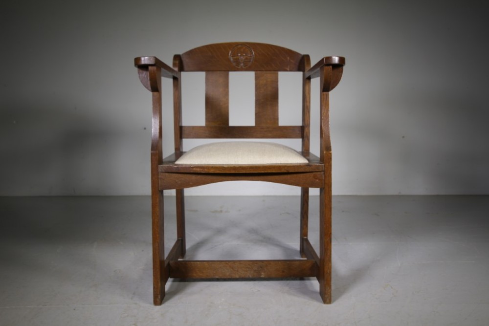 

Rare Arts & Crafts Oak Armchair by E.G.Punnett
