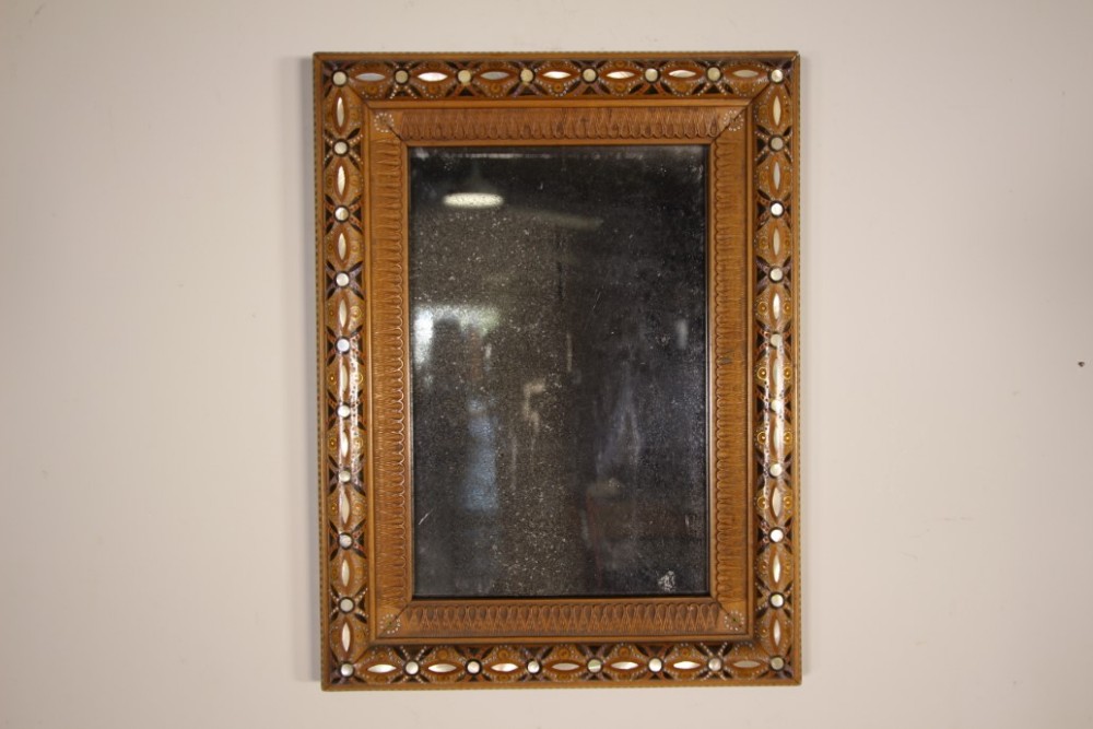 Quality 19th Century Inlaid Antique Wall Mirror

