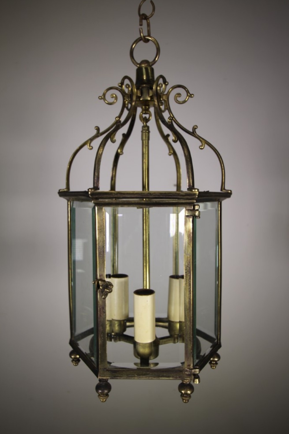 1930’s English Quality Brass Hanging Lantern