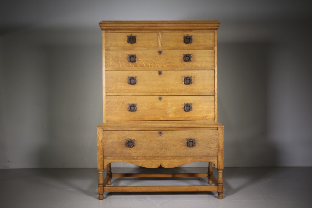 
Rare Heals of London Antique Oak Chest on Stand