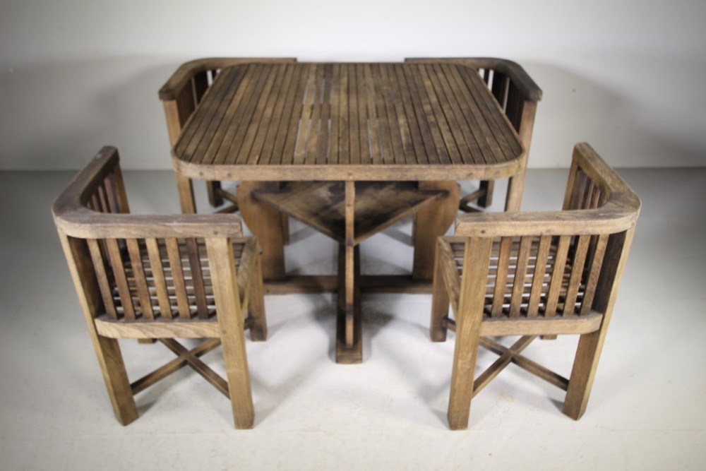 
Super Quality Heals Teak 1920’s Garden Dining Table & Chairs