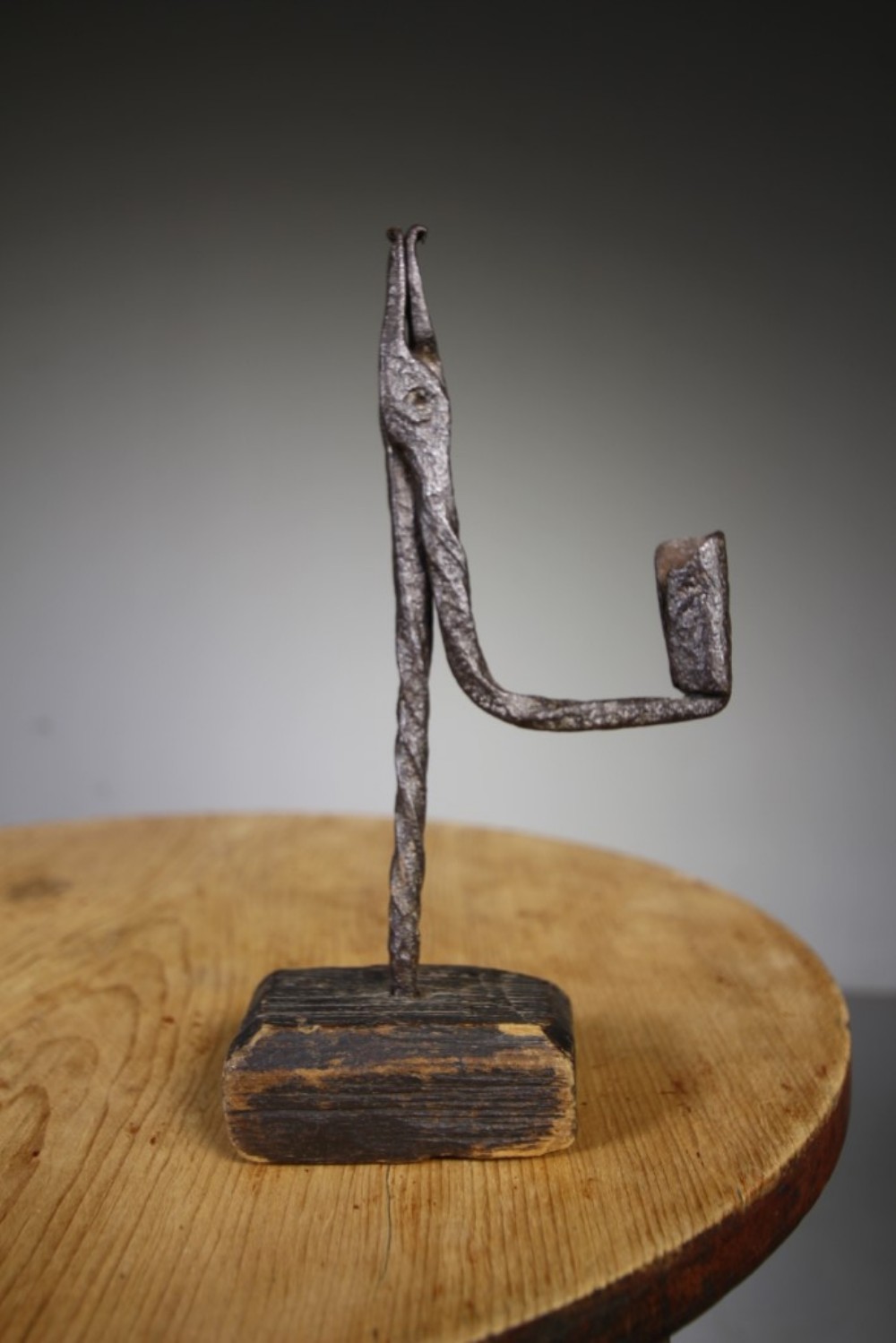English 18th Century Antique Rushlight with Candle Holder