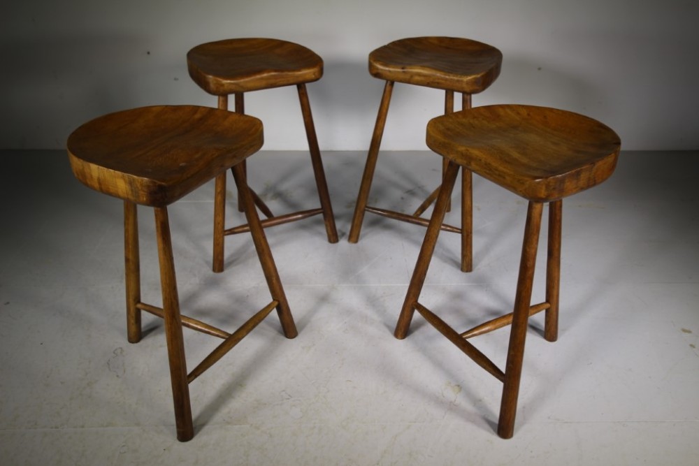 
Tall Set of Four 1940’s Oak Bar Stools