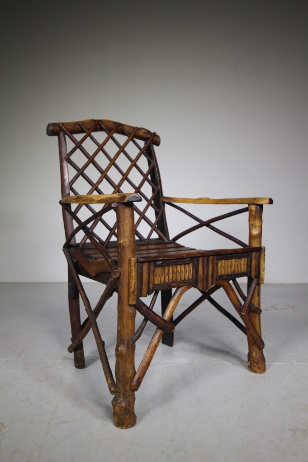Beautiful English 19th Century Antique Rustic Twig Childs Armchair