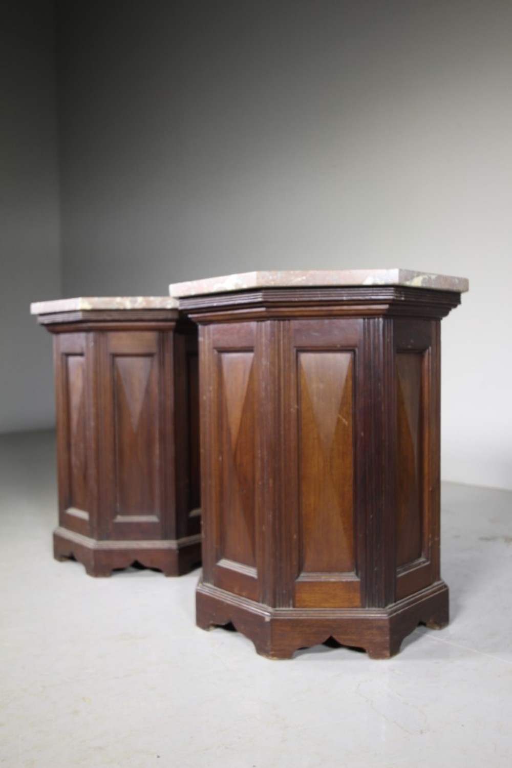 Pair of English Hexagonal Antique Walnut Side Tables