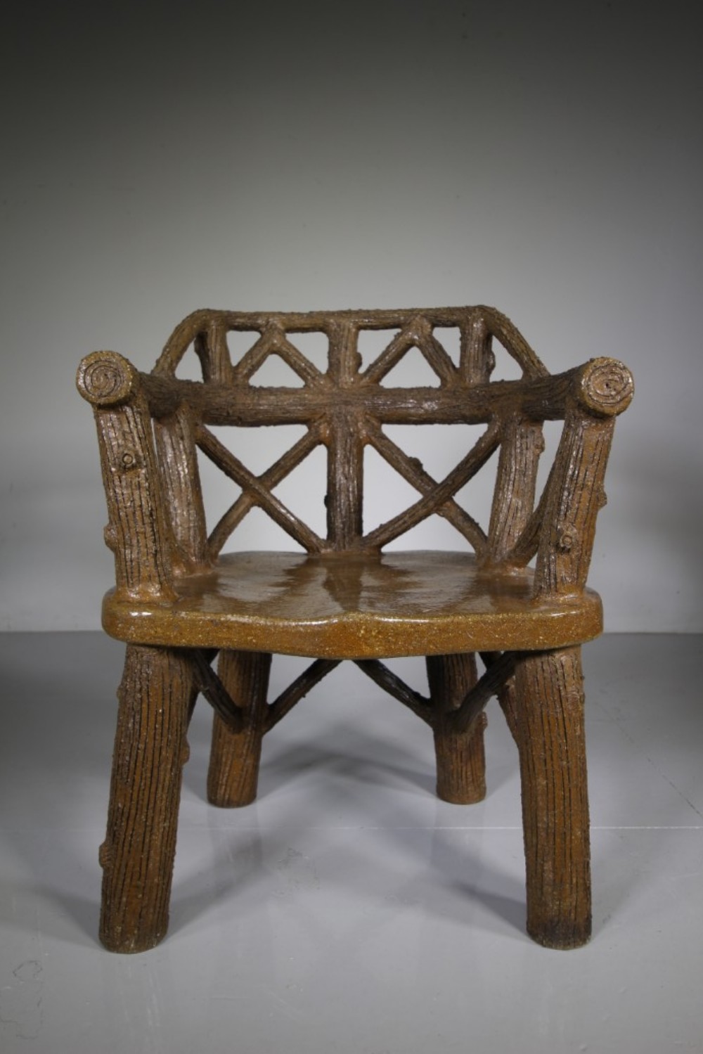 

English 19th Century Antique Grotto Terracotta Garden Chair