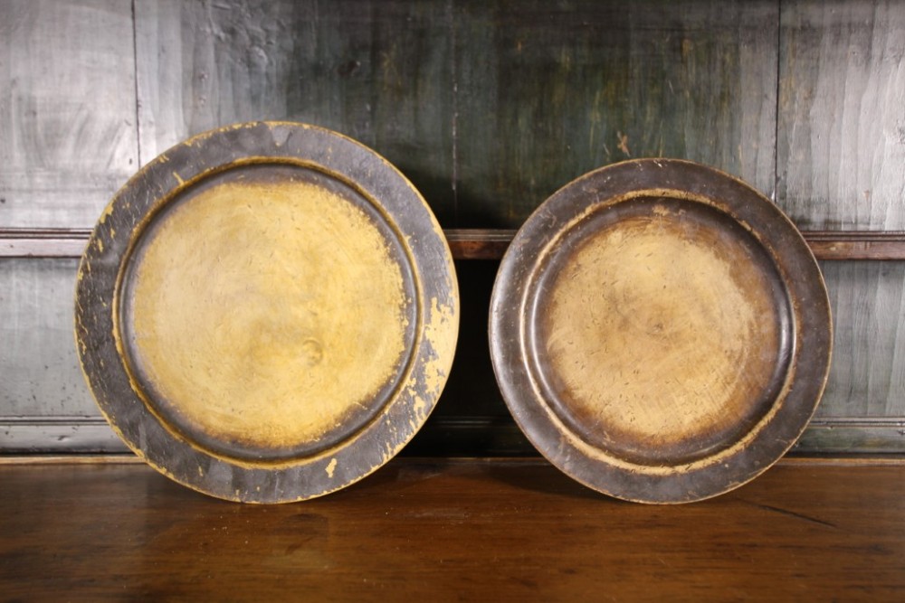 Pair of English Antique Treen Sycamore Plates