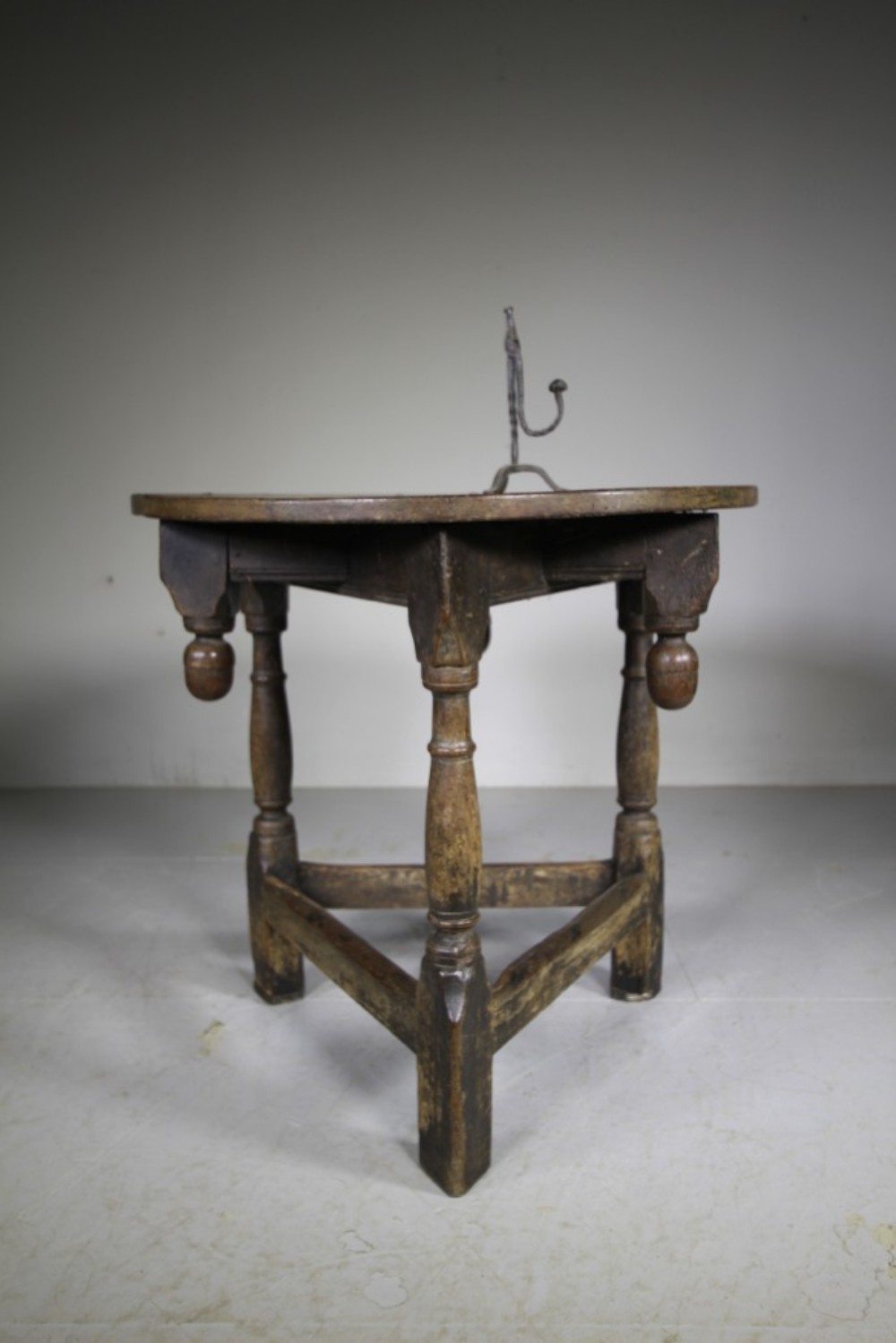 

Very Rare 17th Century English Antique Oak Cricket Table

