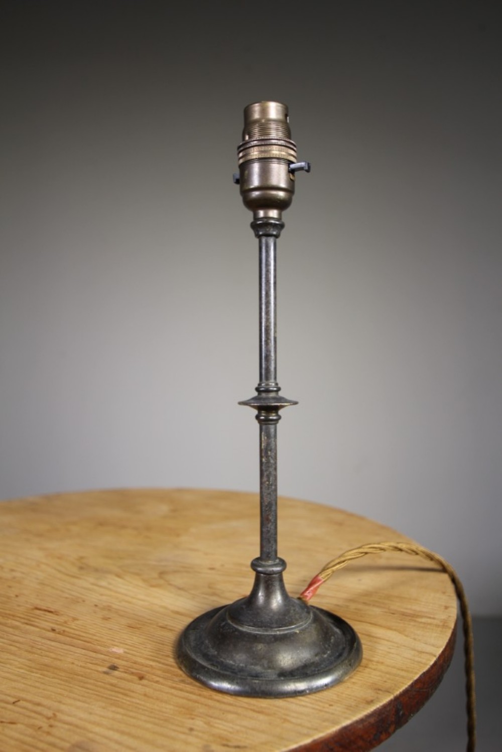 Simple Edwardian Antique Unpolished Table Lamp – Rewired