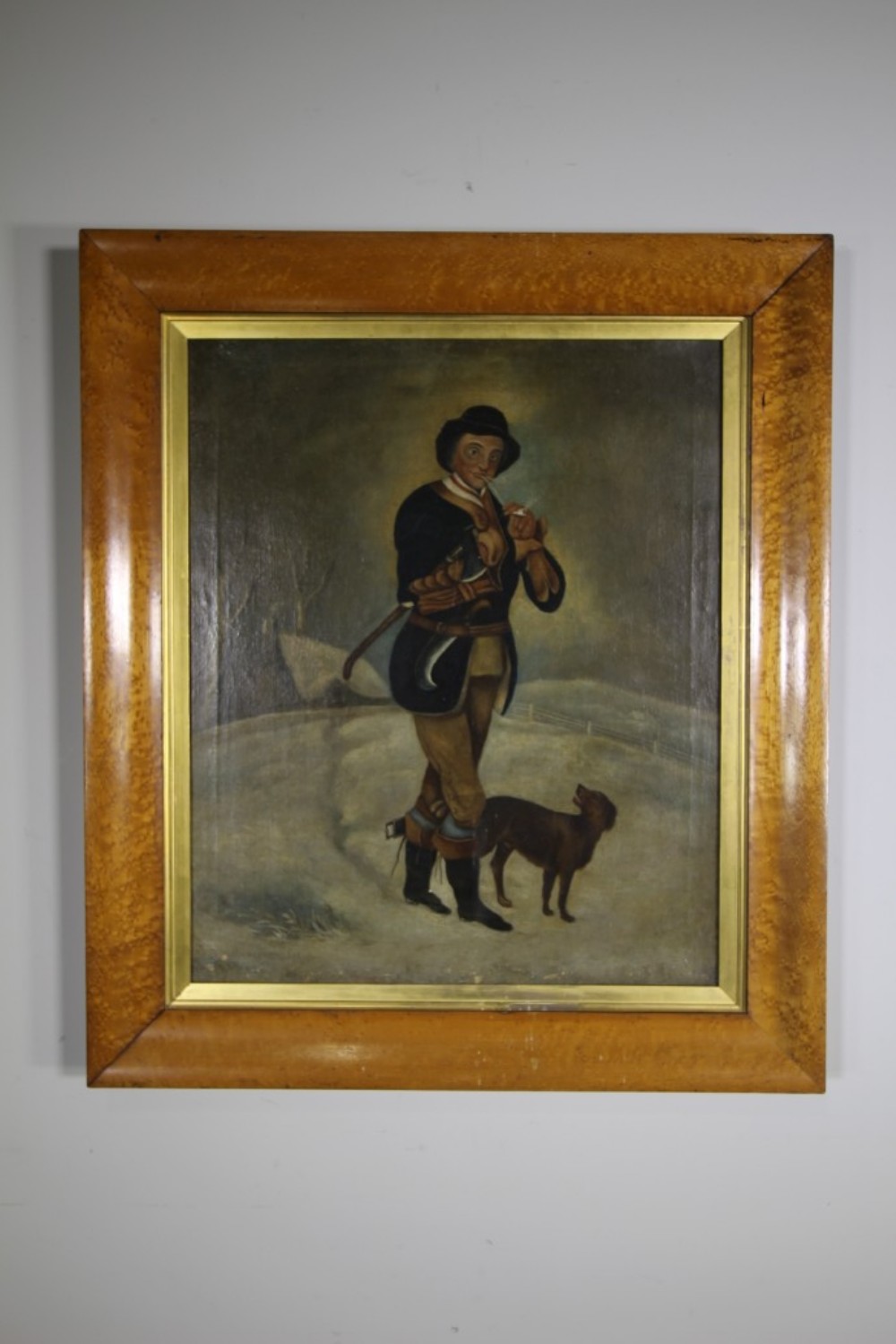 Large 19th Century Primitive Antique Oil Painting
