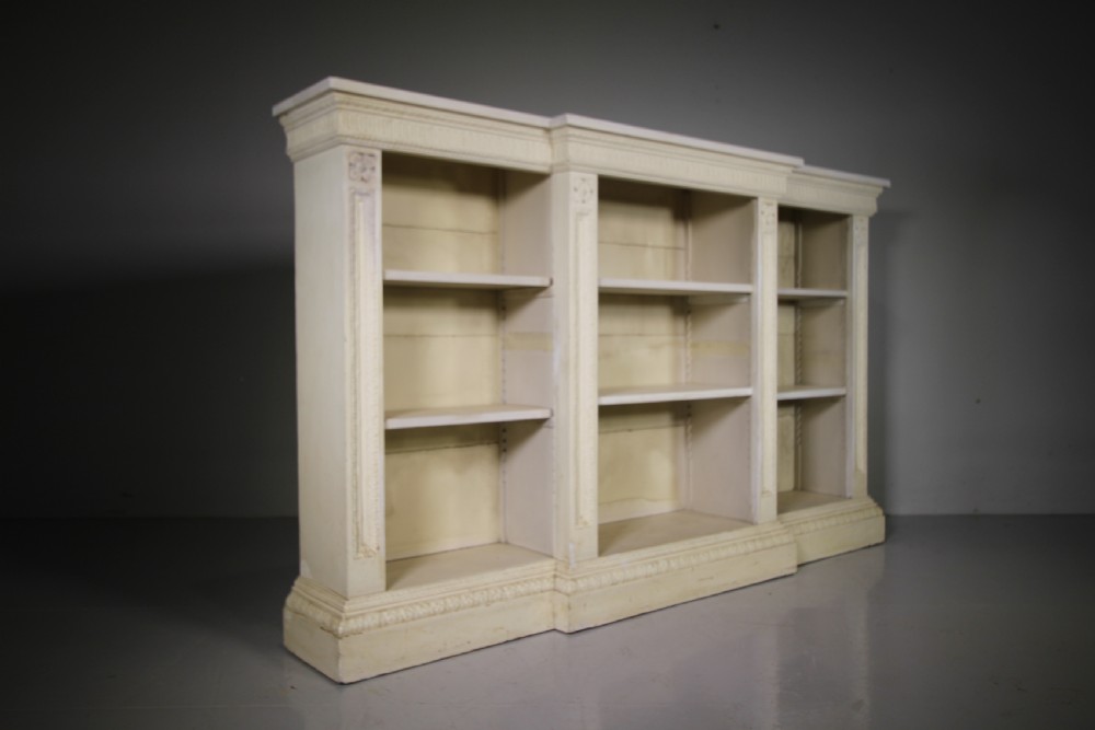 
Beautiful Regency Antique Painted Pine Open Bookcase
