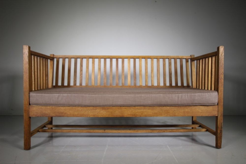 Rare Heals Edwardian Antique Oak Sofa Bench