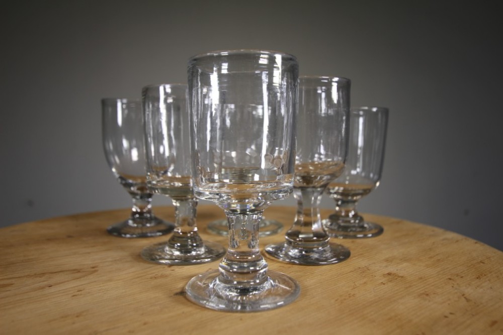Collection of Six 19th Century Antique Glass Rummers 