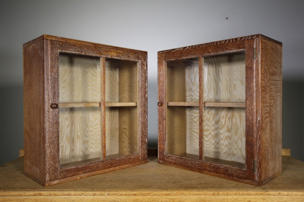 Superb Pair of Heals Antique Oak Wall Cabinets – Labelled