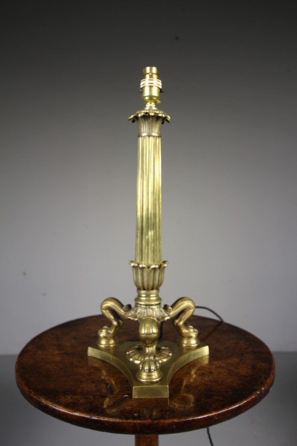 
19th Century Tall Quality Antique Brass Table Lamp – Rewired