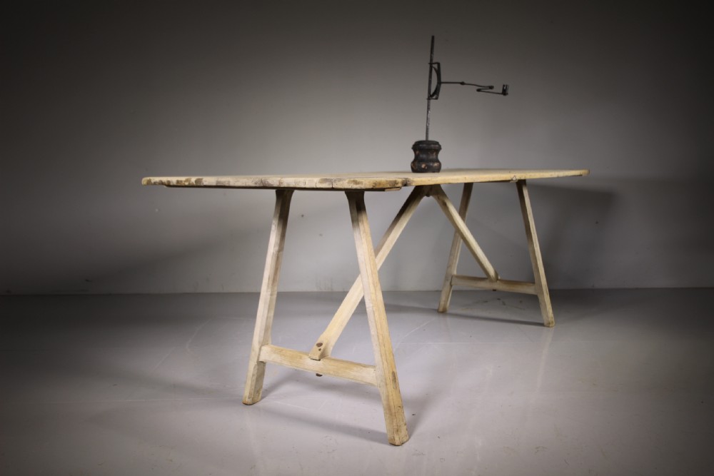 Large Primitive 19th Century Antique Ash Dining Table