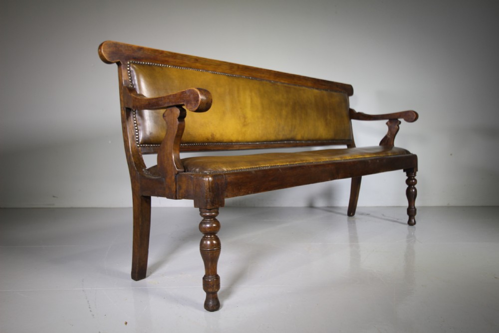 English 19th Century Antique Fruit Wood Tavern Settle