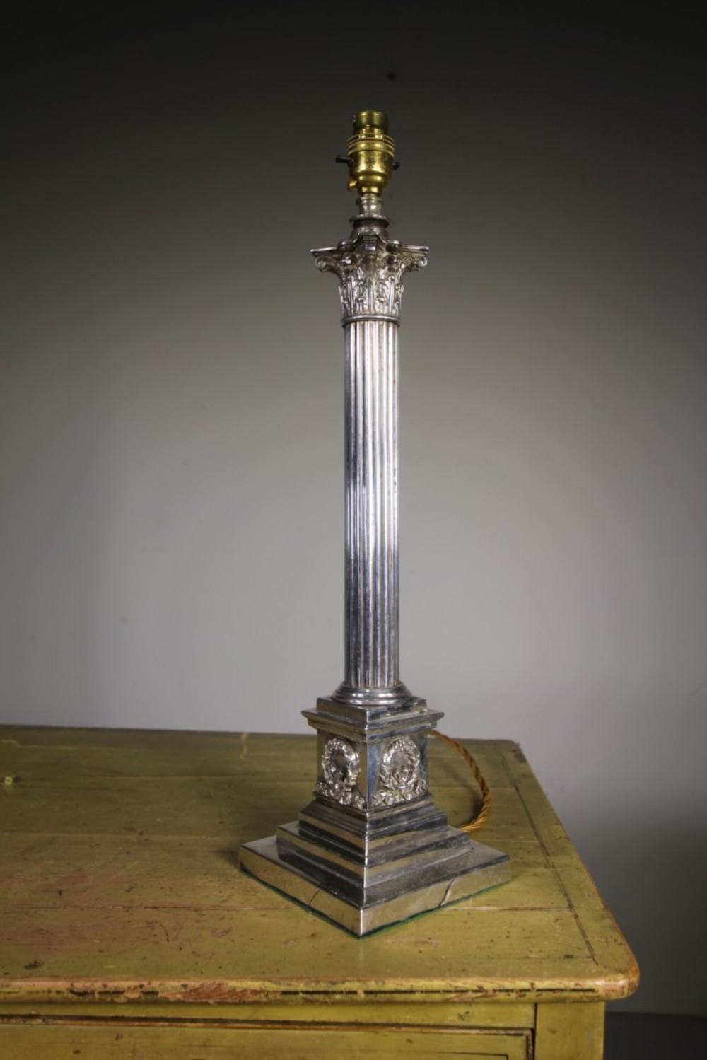 
Edwardian Silver Plated Antique Table Lamp – Rewired