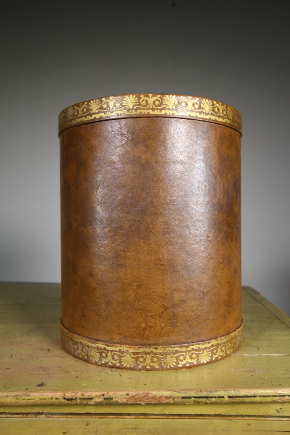 English Quality 1920’s Leather Covered Paper Bin 