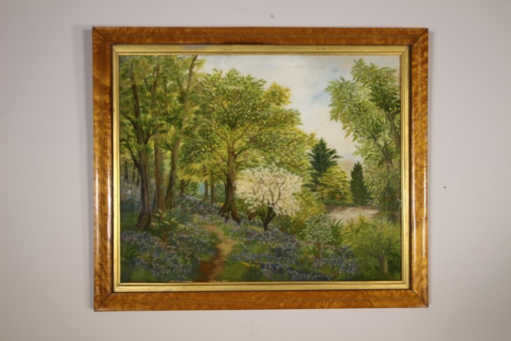 Beautiful English Antique Spring Woodland Woolwork