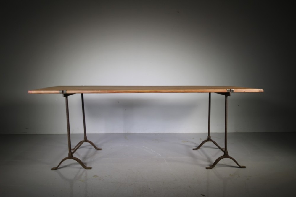 English 19th century Large Antique Trestle Dining Table