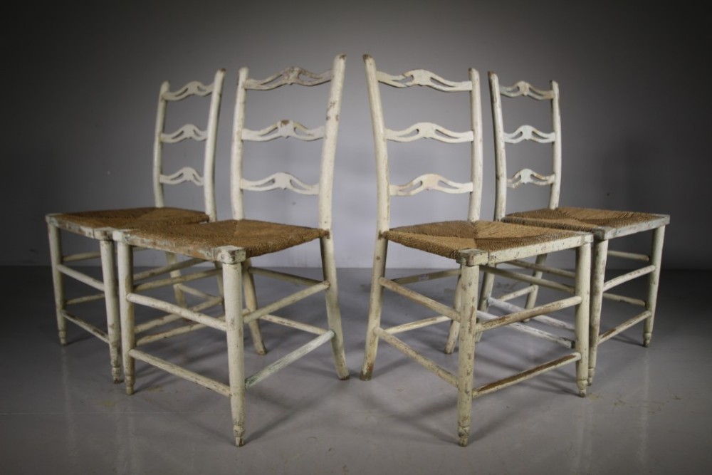 

Four Georgian Antique Dining Chairs in Original Paint