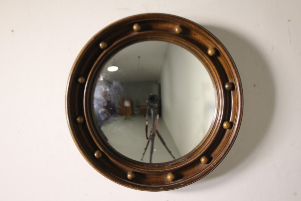 1930’s Heals of London Oak Convex Wall Mirror