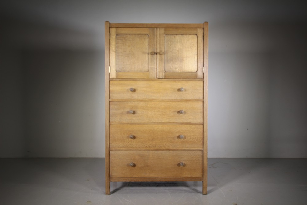 
Heals Antique Oak Letchworth Tallboy Cupboard