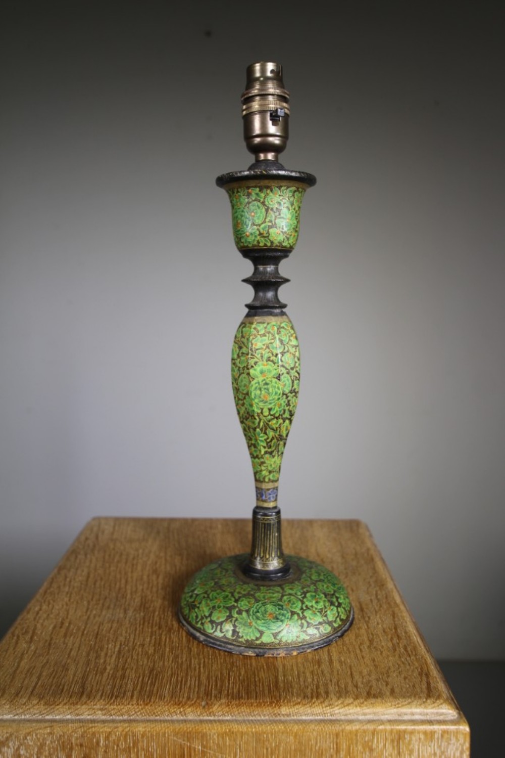 Rarer Green Antique Kashmiri Table Lamp – rewired