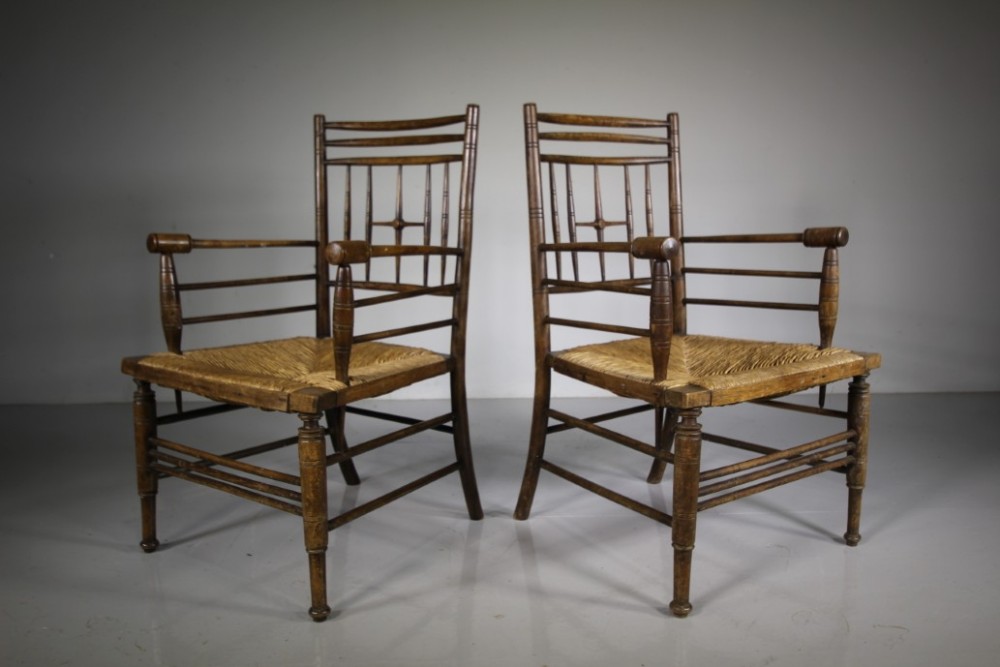 
Pair of Ford Maddox Brown Antique Sussex Chairs