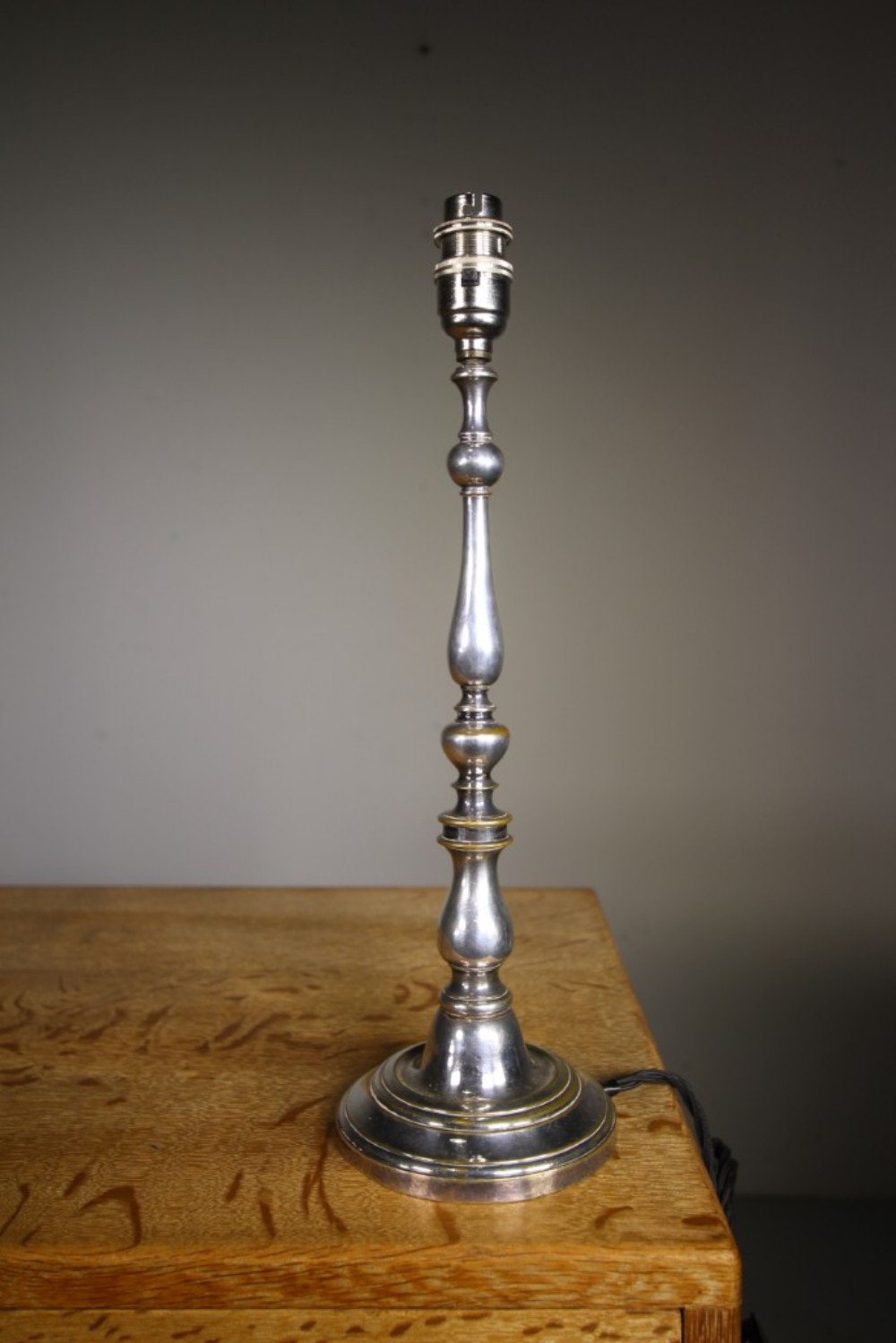 English Edwardian Nickel Antique Table Lamp