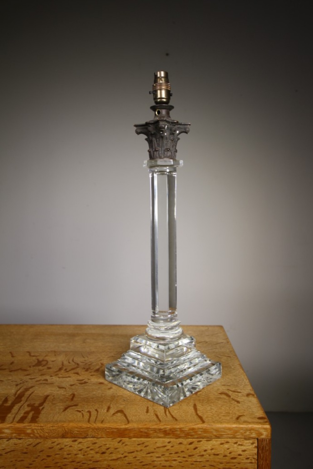 Tall Antique Osler Cut Glass Table Lamp

