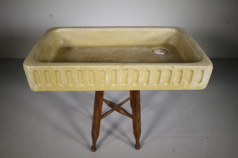 English Antique Stoneware Glazed Sink

