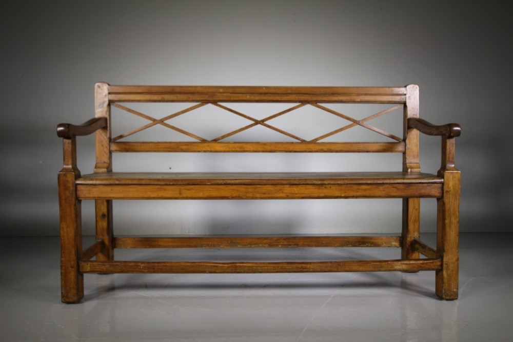 
English 19th Century Antique Hall Bench in Original Paint