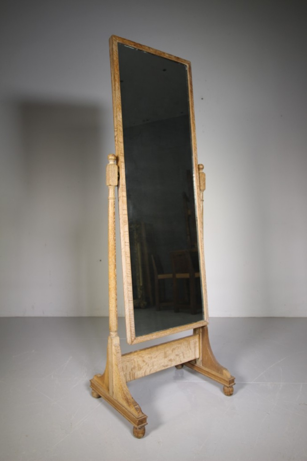 
Rare Heals Antique Oak Tilden Cheval Dressing Mirror